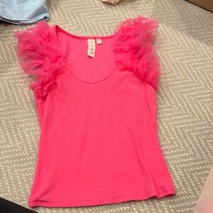 Dolan Vibrant Pink Ruffled Tank Top